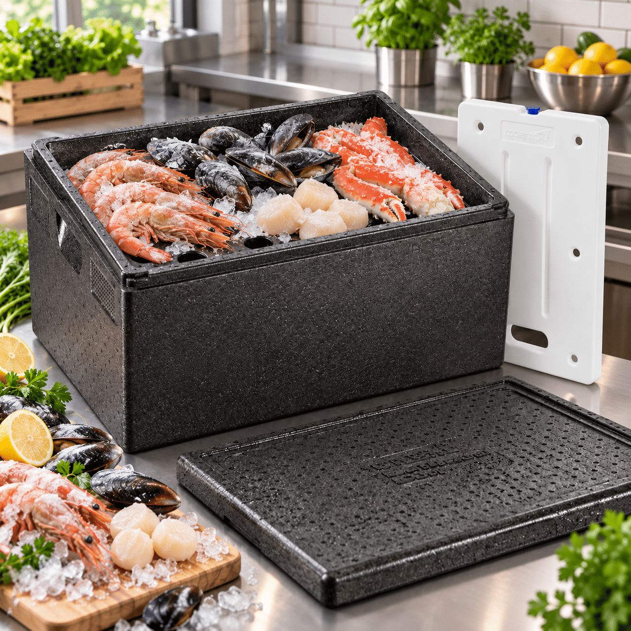 KIT ISOTHERME BOX 60X40 - 68x48 cm - 80 LITRES - 1 PLAQUE PL600 -12°